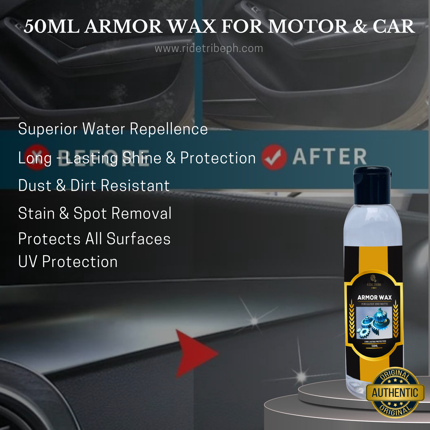 Armor Wax for Matte and Glossy Finish With 1 Free Microfiber Towel + 1 Free Sponge