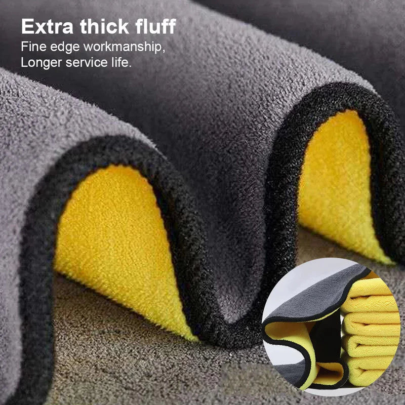 Car Wash Cloth Microfiber Towel Auto Cleaning Drying Cloth Hemming Super Absorbent