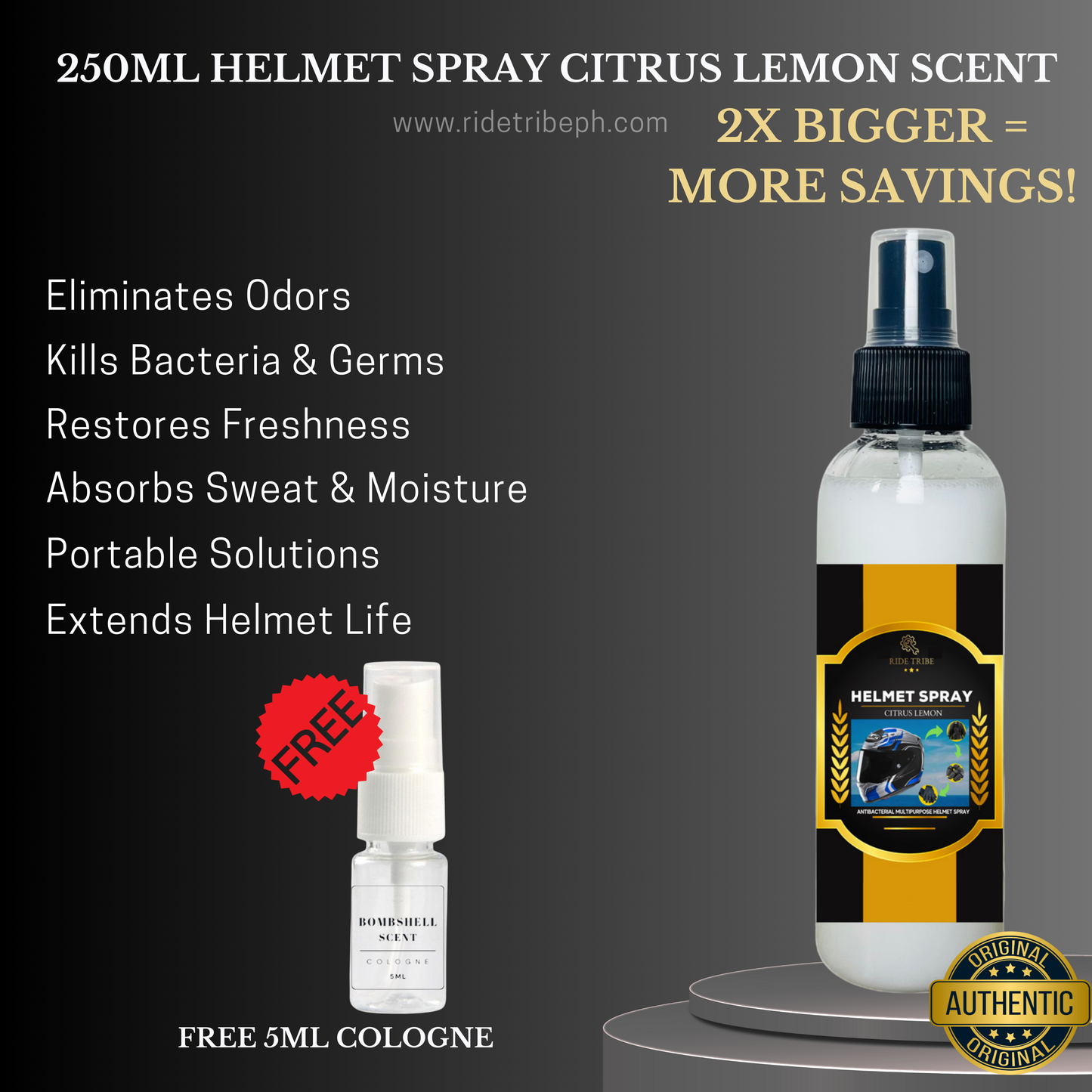 HELMET Disinfectant Spray | Refresher Deodorizer Antibacterial With Free 5ml Cologne