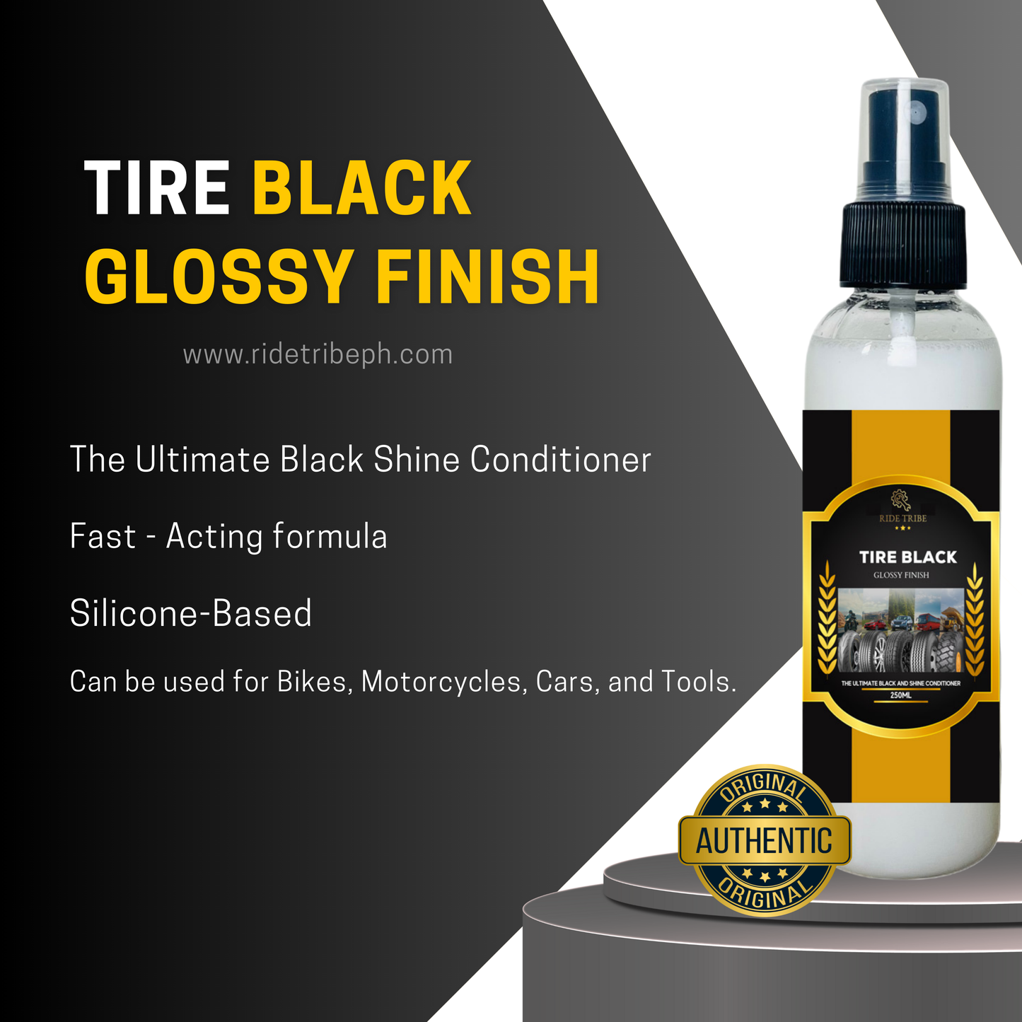 Car Care Extreme Tire Black Glossy Shine Tire Conditioner With 1 Free Microfiber Towel + 1 Free Sponge