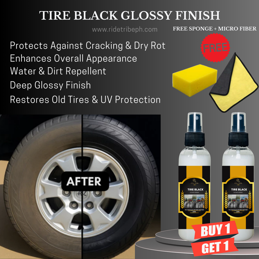 Car Care Extreme Tire Black Glossy Shine Tire Conditioner With 1 Free Microfiber Towel + 1 Free Sponge