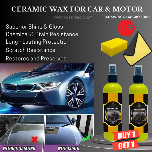 Ceramic Wax Liquid Wax Ultimate Gloss and Protection for Car and Motor With 1 Free Microfiber Towel + 1 Free Sponge