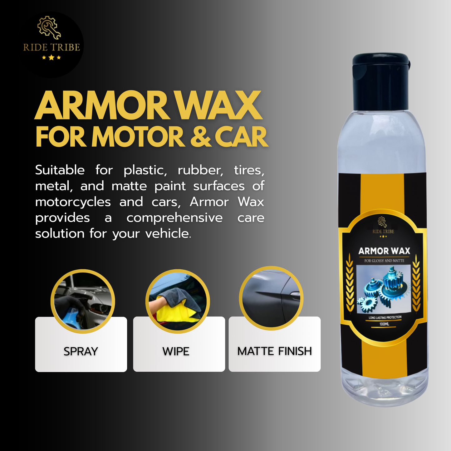 Armor Wax for Matte and Glossy Finish With 1 Free Microfiber Towel + 1 Free Sponge