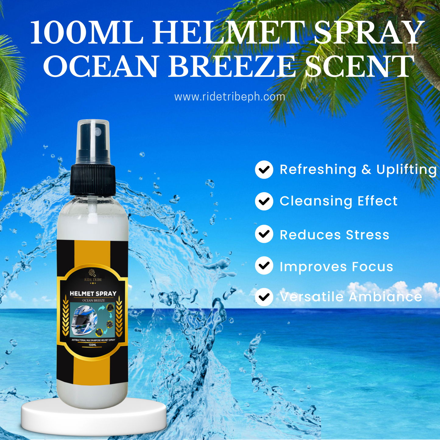 HELMET Disinfectant Spray | Refresher Deodorizer Antibacterial With Free 5ml Cologne