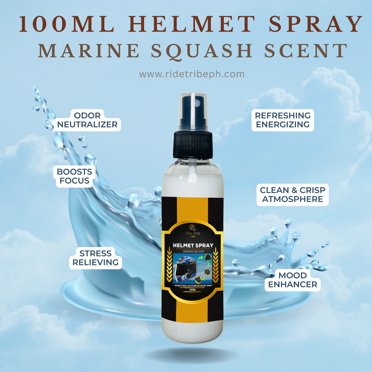 HELMET Disinfectant Spray | Refresher Deodorizer Antibacterial With Free 5ml Cologne