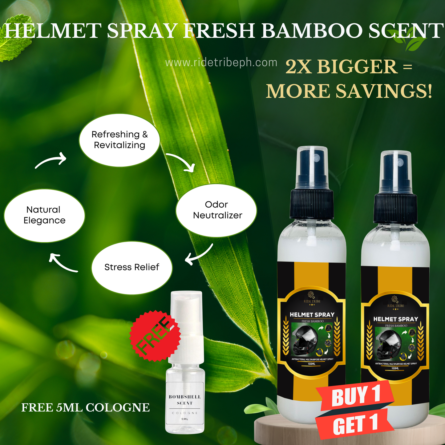 HELMET Disinfectant Spray | Refresher Deodorizer Antibacterial With Free 5ml Cologne