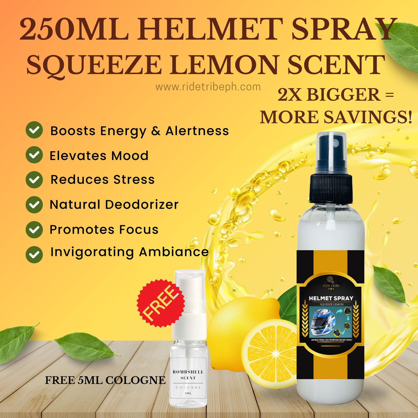 HELMET Disinfectant Spray | Refresher Deodorizer Antibacterial With Free 5ml Cologne