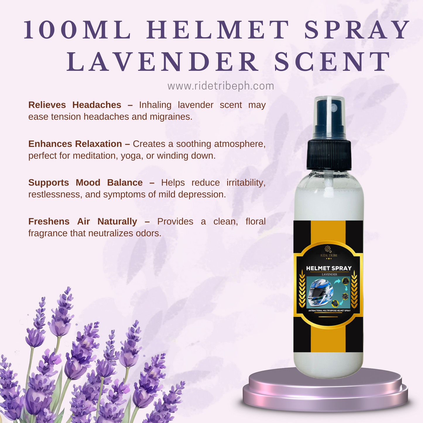 HELMET Disinfectant Spray | Refresher Deodorizer Antibacterial With Free 5ml Cologne